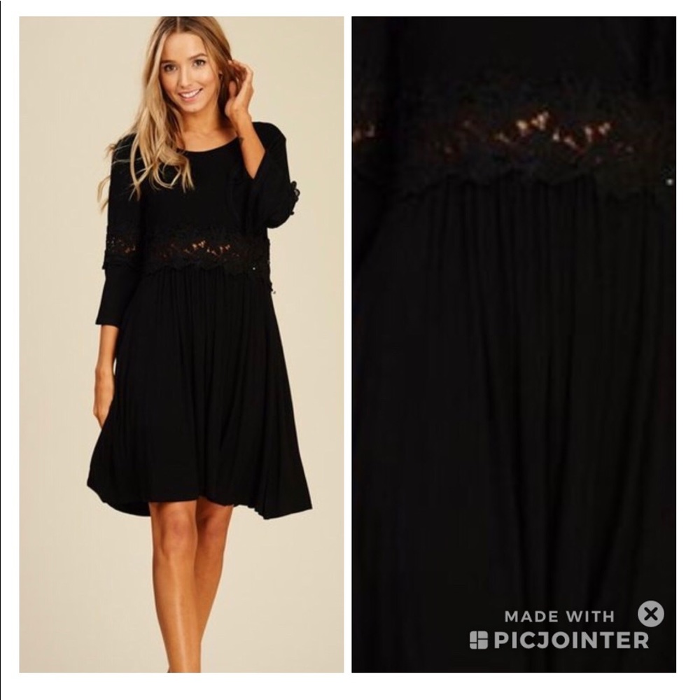 Black mid length dress